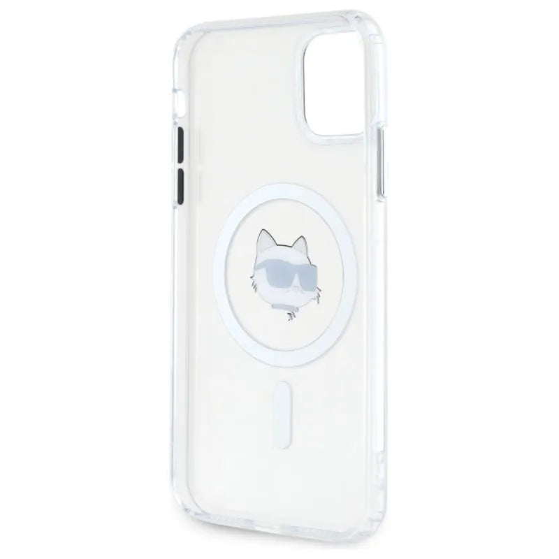 Karl Lagerfeld IML Metal Choupette Head MagSafe – Dėklas iPhone 11 (Baltas)