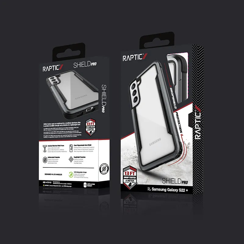 X-Doria Raptic Shield Pro – dėklas Samsung Galaxy S22+ 5G (antimikrobinė apsauga) (juodas)