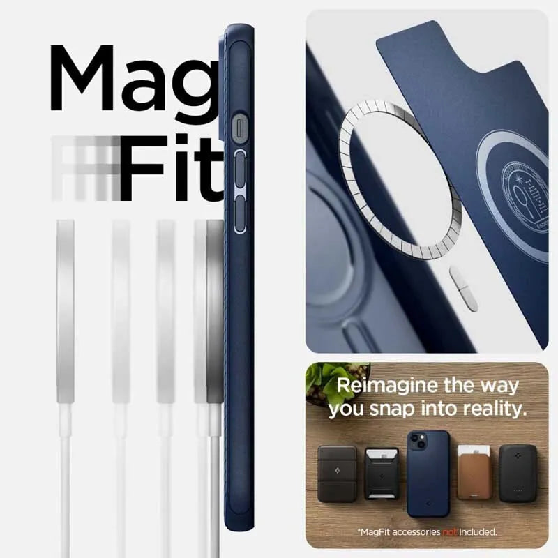 Spigen Mag Armor – dėklas iPhone 14 Plus (tamsiai mėlynas)