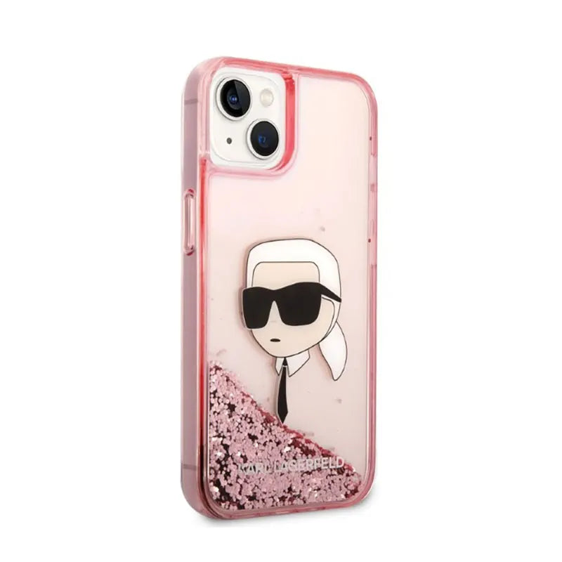 Karl Lagerfeld Liquid Glitter NFT Karl's Head – dėklas iPhone 14 Plus (rožinis)