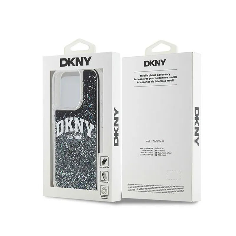 DKNY Liquid Glitter Big Logo – dėklas iPhone 15 Pro (juodas)