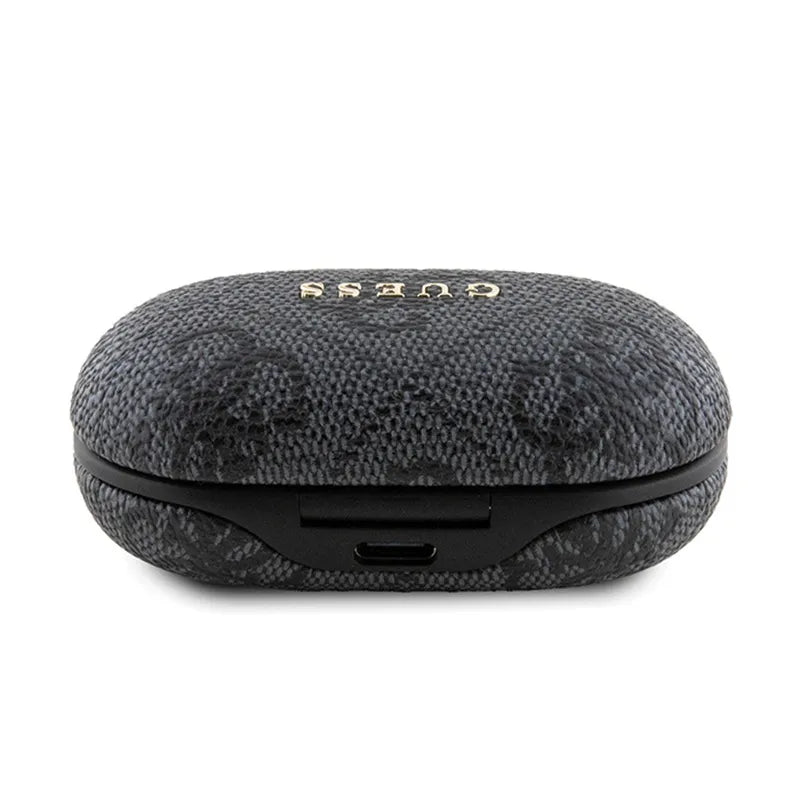 Guess 4G Metal Logo – TWS ENC Bluetooth ausinės + įkrovimo dėklas (juodos)