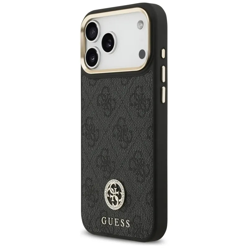 Guess 4G Strass Logo MagSafe – dėklas iPhone 17 Pro Max (juodas)