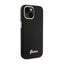 Guess Silicone Script Metal Logo & Frame dėklas – iPhone 15 (juodas)
