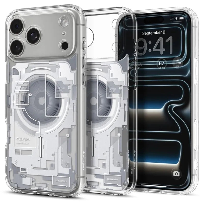 Spigen Ultra Hybrid Mag MagSafe – dėklas, skirtas iPhone 18 Pro Max / 17 Pro Max (Zero One White)