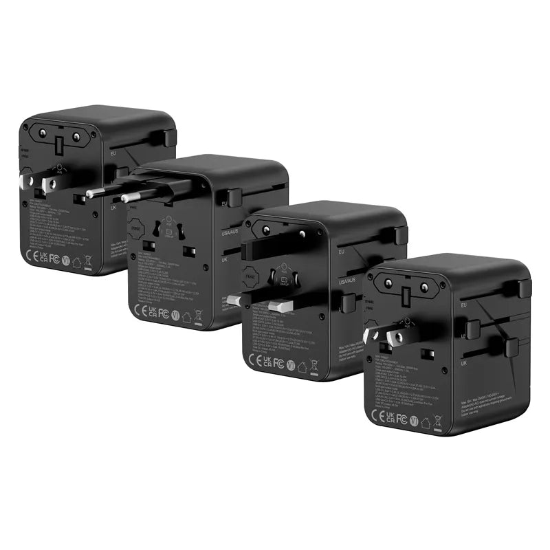 Crong One World kelioninis adapteris – universalus GaN kelioninis adapteris 45W UK/EU/US/AU (juodas)
