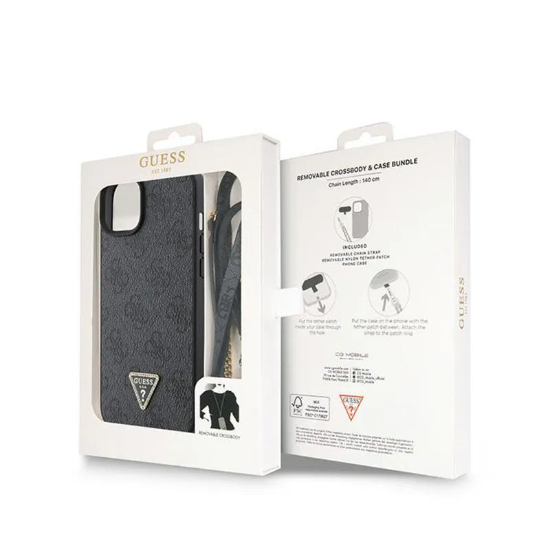 Guess Crossbody 4G Metal Logo – dėklas iPhone 15 (juodas)