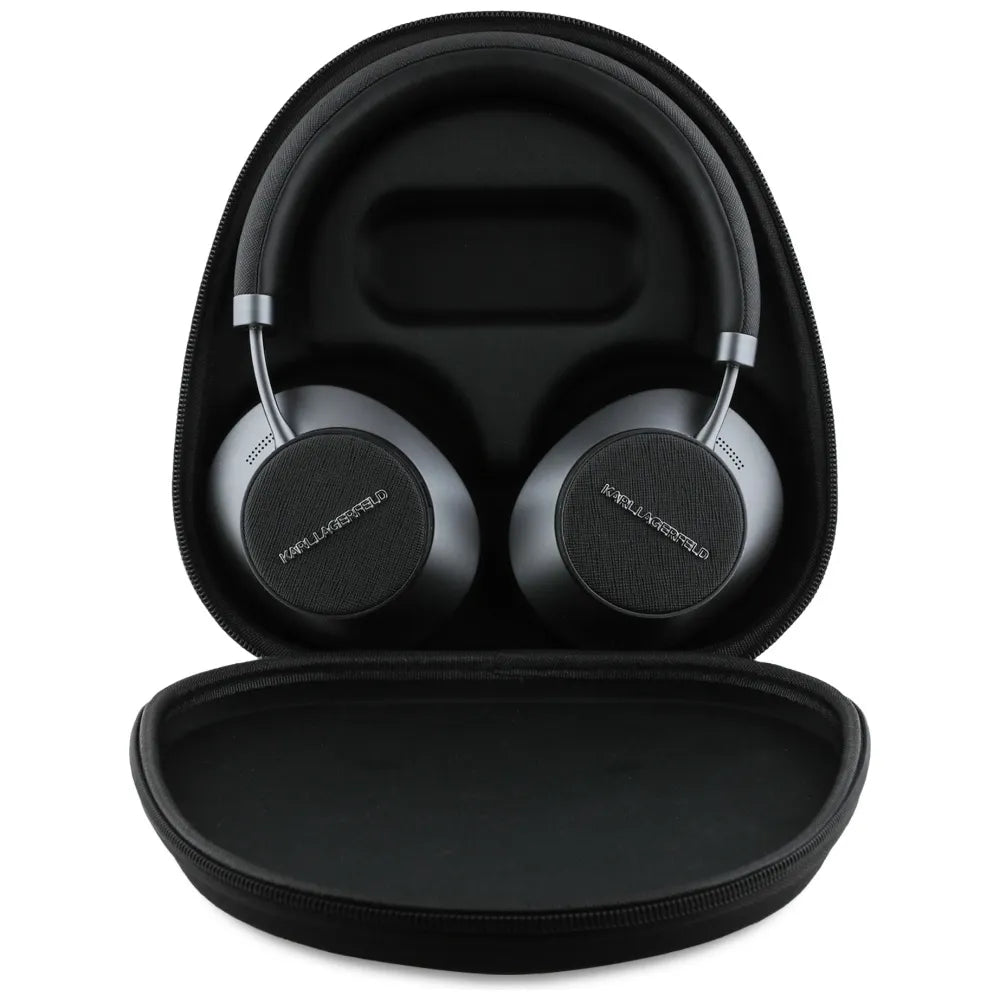 Karl Lagerfeld Saffiano Elongated – belaidės Bluetooth ANC + ENC ausinės (juodos)