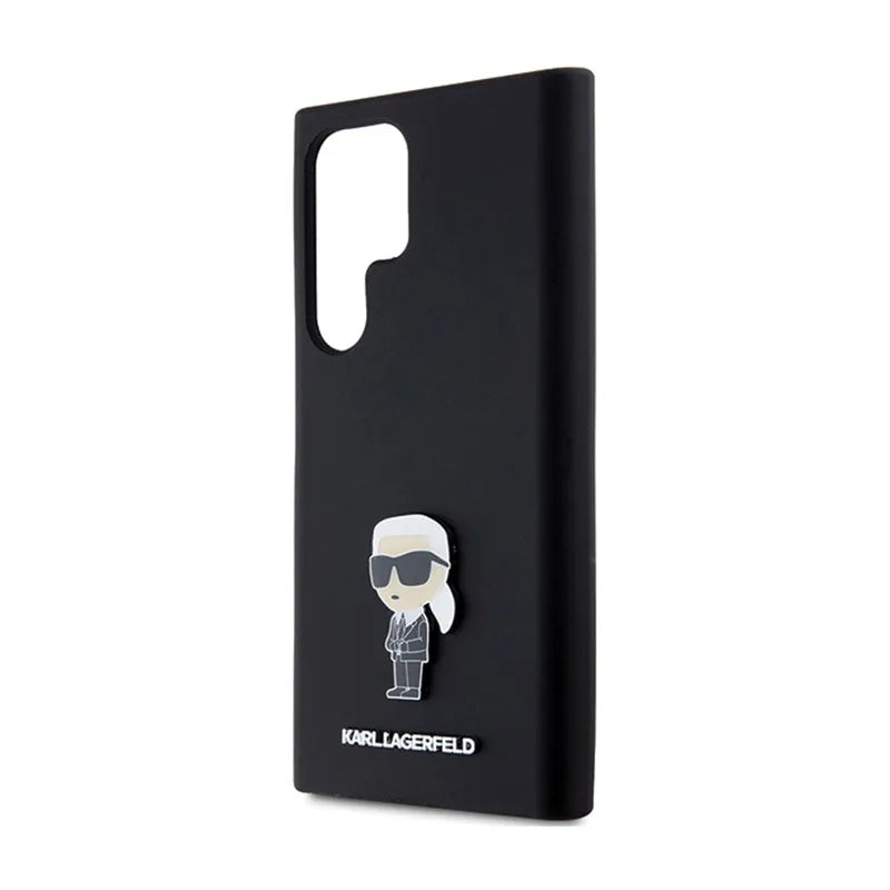 Karl Lagerfeld Silicone Ikonik Metal Pin – dėklas Samsung Galaxy S24 Ultra (juodas)