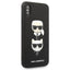 Karl Lagerfeld Saffiano Karl & Choupette Heads – dėklas iPhone Xs / X telefonui (juodas)