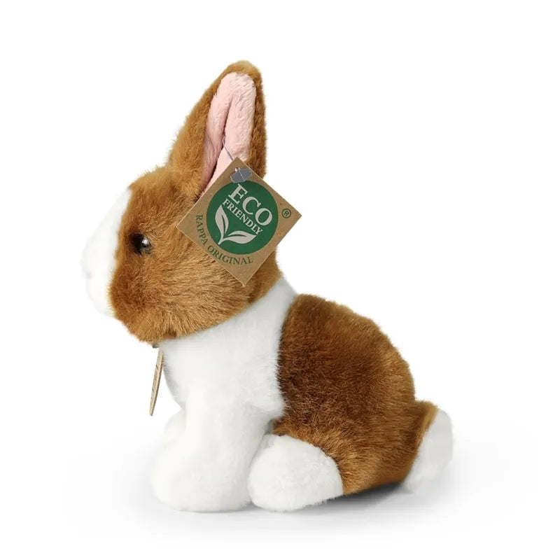 Rappa – pliušinis, realistiškas sėdintis triušis, baltas ir rudas, 16 cm, Eco-Friendly