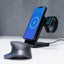 „Crong MagSpot Pivot Stand“ – 3-in-1 belaidis įkroviklis su „MagSafe“, skirtas „iPhone“, „Apple Watch“ ir „AirPods“ (juodas)