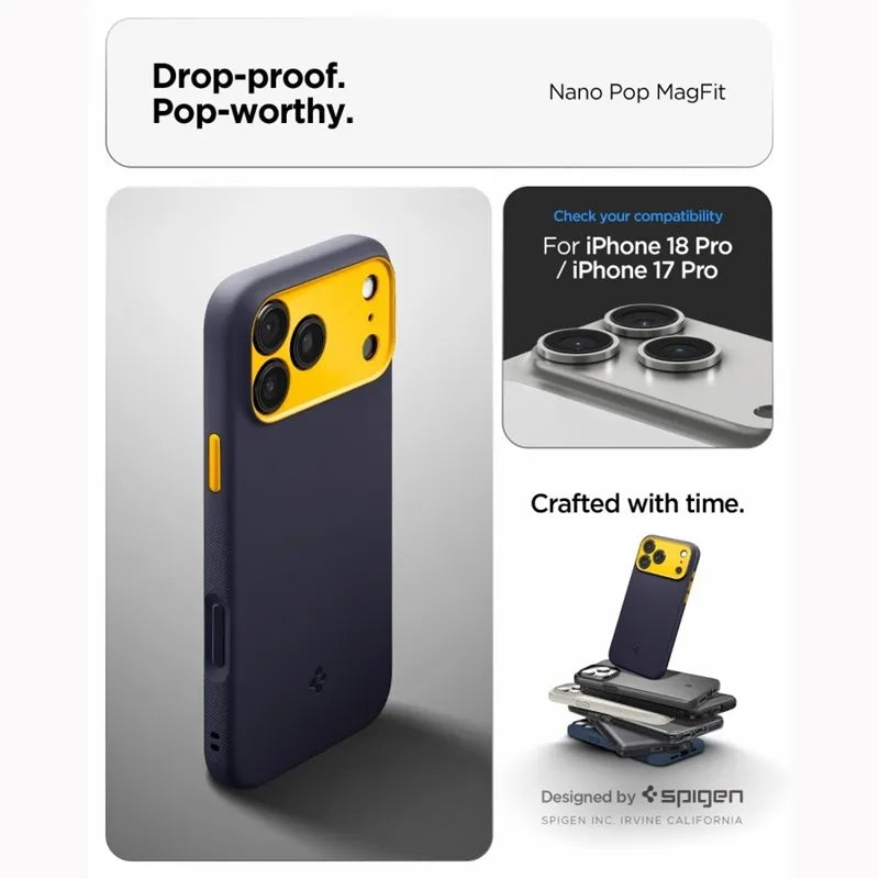 Spigen Nano Pop Mag MagSafe – dėklas, skirtas iPhone 18 Pro Max / 17 Pro Max (Blueberry Navy)