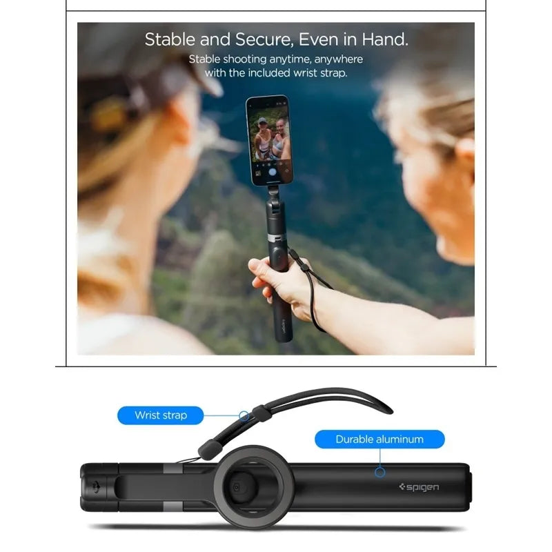 Spigen S582W MagSafe Bluetooth asmenukių lazda-trikojis – išmaniojo telefono trikojis / asmenukių lazdos laikiklis (juodas)