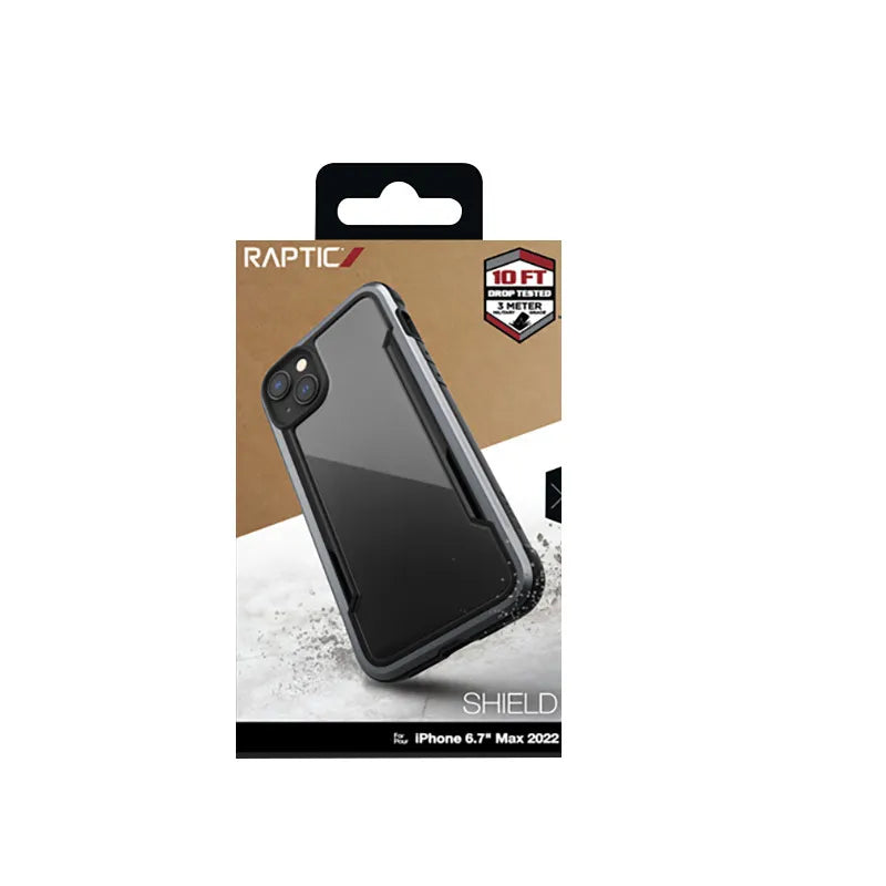 X-Doria Raptic Shield – aliuminis dėklas, skirtas iPhone 14 Plus (atsparus kritimui iš 3 m aukščio) (juodas)