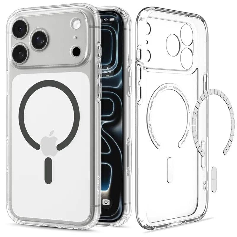Spigen Ultra Hybrid Mag MagSafe – dėklas, skirtas iPhone 18 Pro Max / 17 Pro Max (skaidrus / grafito spalvos)