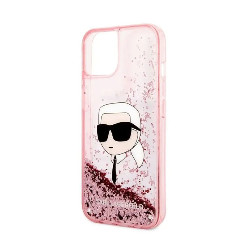 Karl Lagerfeld Liquid Glitter NFT Karl's Head – dėklas iPhone 14 Plus (rožinis)