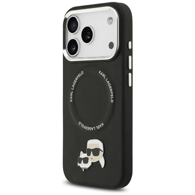 Karl Lagerfeld Karl & Choupette Pins MagSafe – dėklas iPhone 17 Pro (juodas)