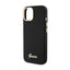 Guess Silicone Script Metal Logo & Frame dėklas – iPhone 15 (juodas)
