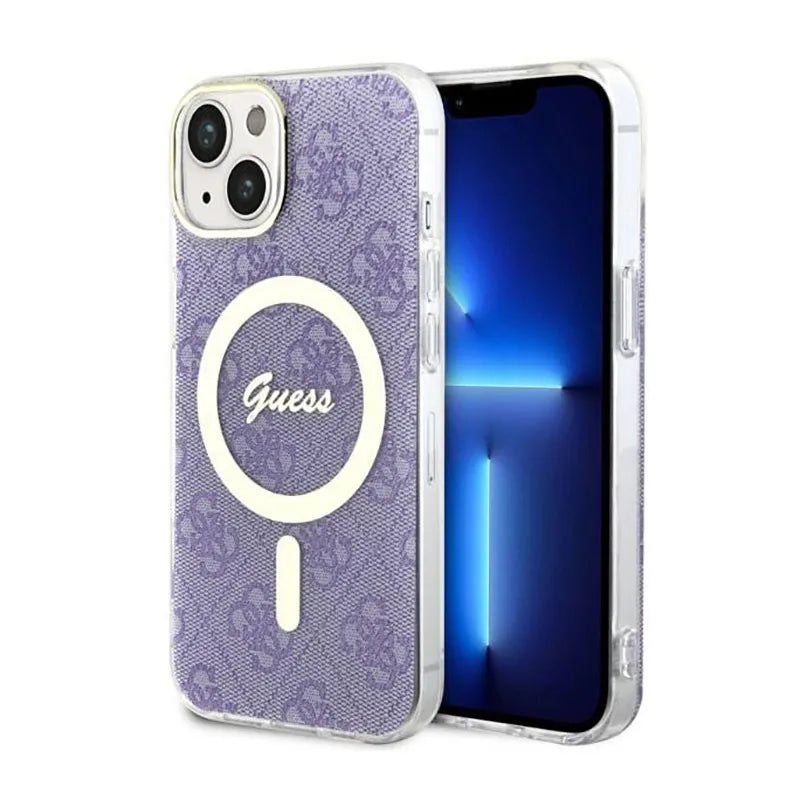 Guess 4G MagSafe – dėklas skirtas iPhone 14 Plus (violetinis)