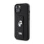 Karl Lagerfeld Gripstand Saffiano Karl & Choupette Pins – dėklas iPhone 15 (juodas)