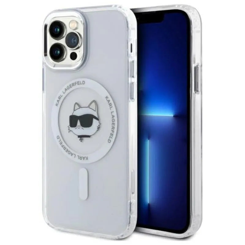 Karl Lagerfeld IML Metal Choupette Head MagSafe – Dėklas iPhone 12 / iPhone 12 Pro (Baltas)