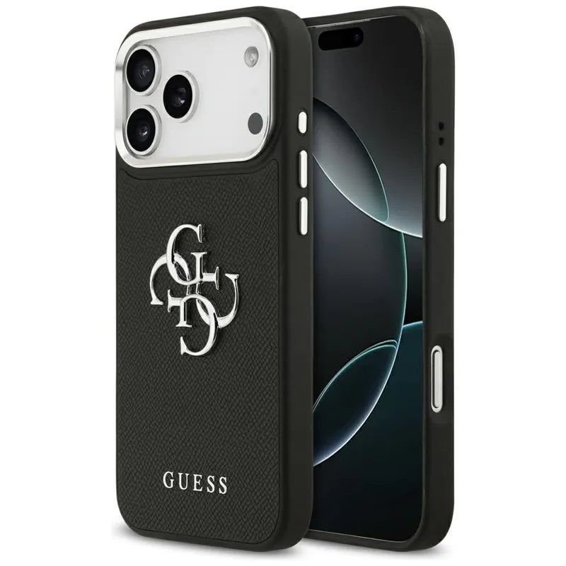 Guess Grained Big 4G Classic Logo - Dėklas iPhone 17 Pro Max (juodas)