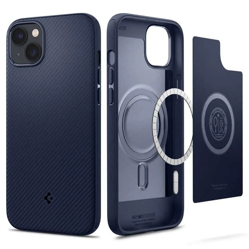 Spigen Mag Armor – dėklas iPhone 14 Plus (tamsiai mėlynas)