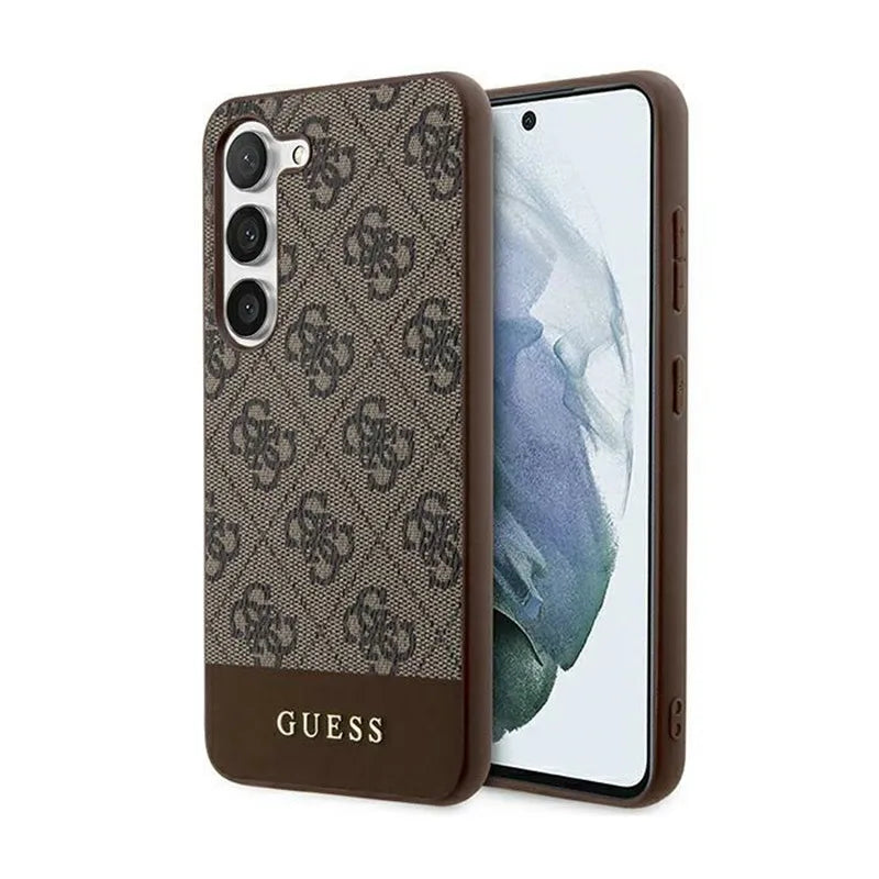 „Guess 4G Bottom Stripe Metal Logo Collection“ – „Samsung Galaxy S24+“ dėklas (ruda)