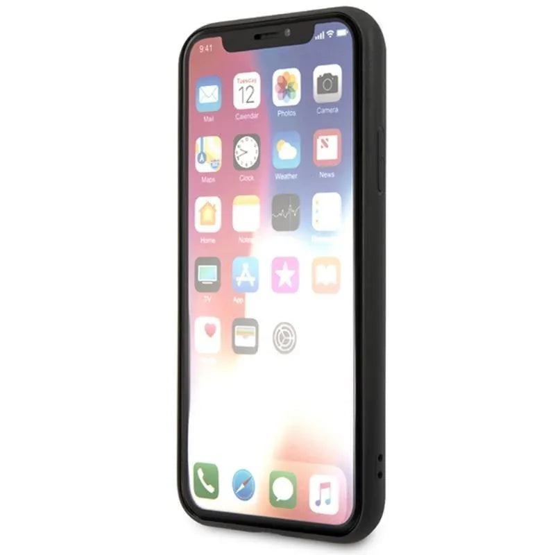 Karl Lagerfeld Saffiano Karl & Choupette Heads – dėklas iPhone Xs / X telefonui (juodas)