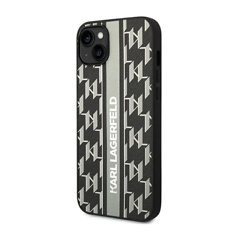 Karl Lagerfeld Monogram Stripe – dėklas iPhone 14 Plus (pilkas)