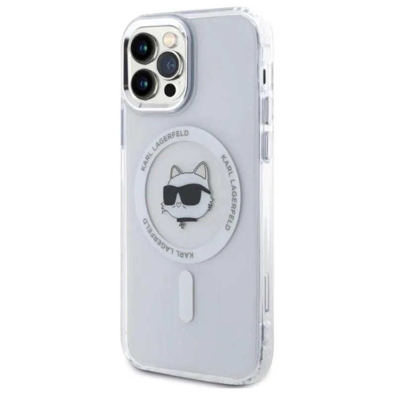 Karl Lagerfeld IML Metal Choupette Head MagSafe – Dėklas iPhone 12 / iPhone 12 Pro (Baltas)