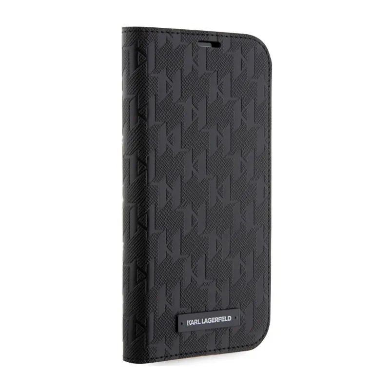 Karl Lagerfeld Booktype Saffiano Monogram – dėklas iPhone 14 Pro (juodas)