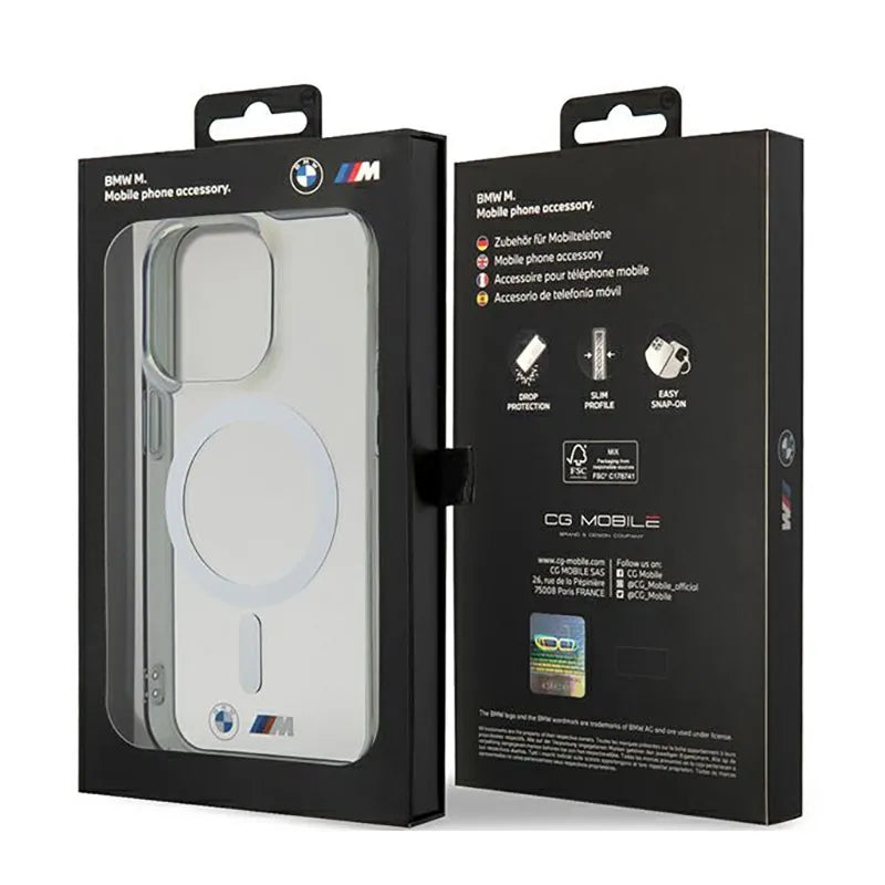 BMW Silver Ring MagSafe - Dėklas skirtas iPhone 14 Pro (Skaidrus)