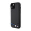 BMW Leather Carbon Blue Line – dėklas iPhone 15 Plus (juodas)