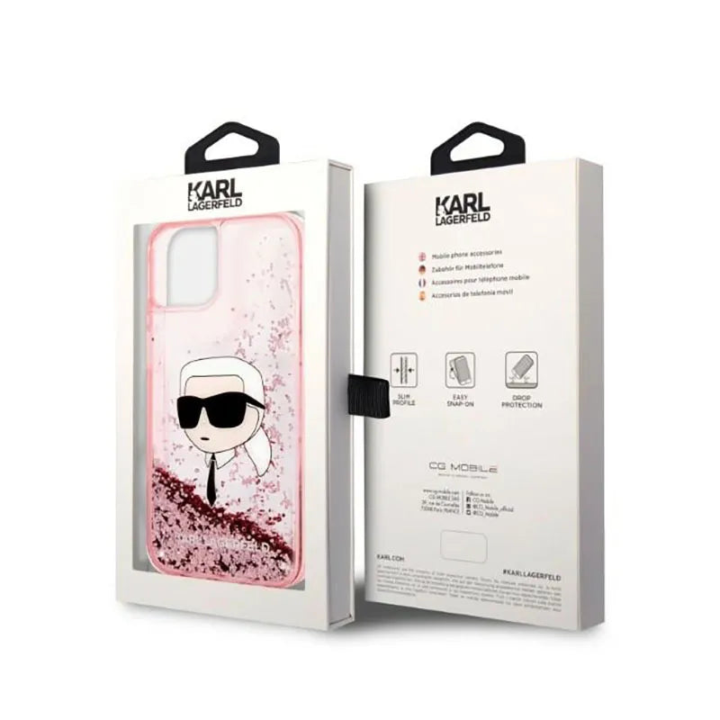 Karl Lagerfeld Liquid Glitter NFT Karl's Head – dėklas iPhone 14 Plus (rožinis)