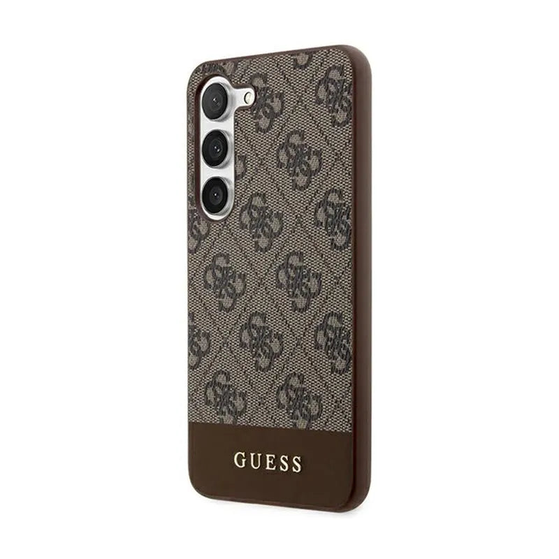 „Guess 4G Bottom Stripe Metal Logo Collection“ – „Samsung Galaxy S24+“ dėklas (ruda)