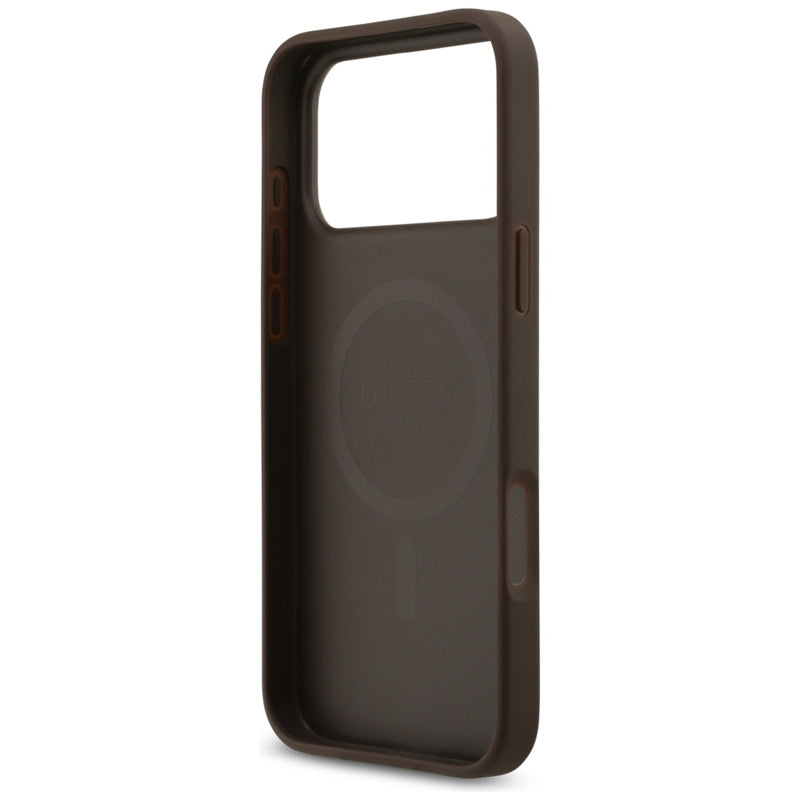 Guess 4G Circle Classic Logo MagSafe – Dėklas iPhone 17 Pro Max (Rudas)