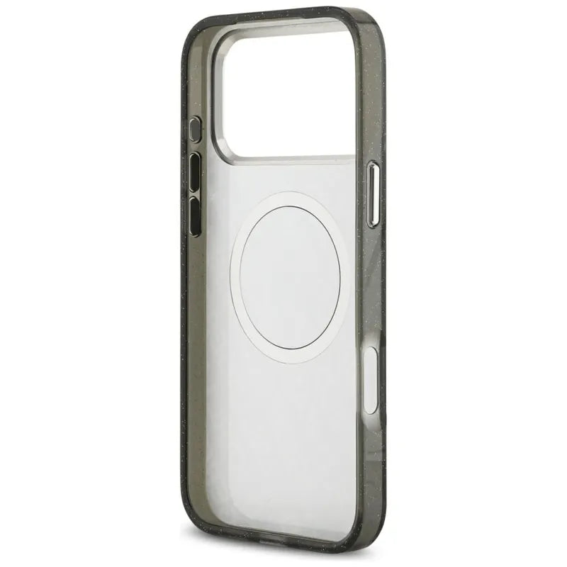 Karl Lagerfeld IML Glitter Karl & Choupette Heads Logo MagSafe – dėklas iPhone 17 Pro Max (juodas)