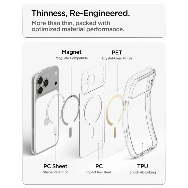 Spigen Ultra Hybrid Mag MagSafe – dėklas, skirtas iPhone 18 Pro Max / 17 Pro Max (skaidrus / auksinis)