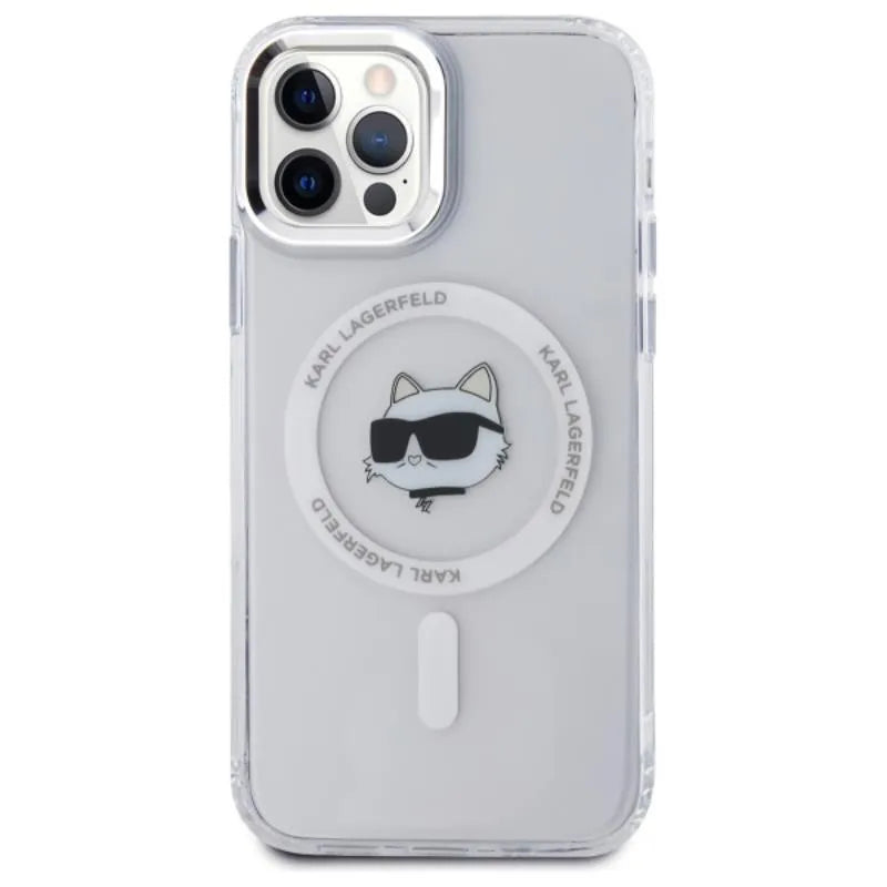 Karl Lagerfeld IML Metal Choupette Head MagSafe – Dėklas iPhone 12 / iPhone 12 Pro (Baltas)
