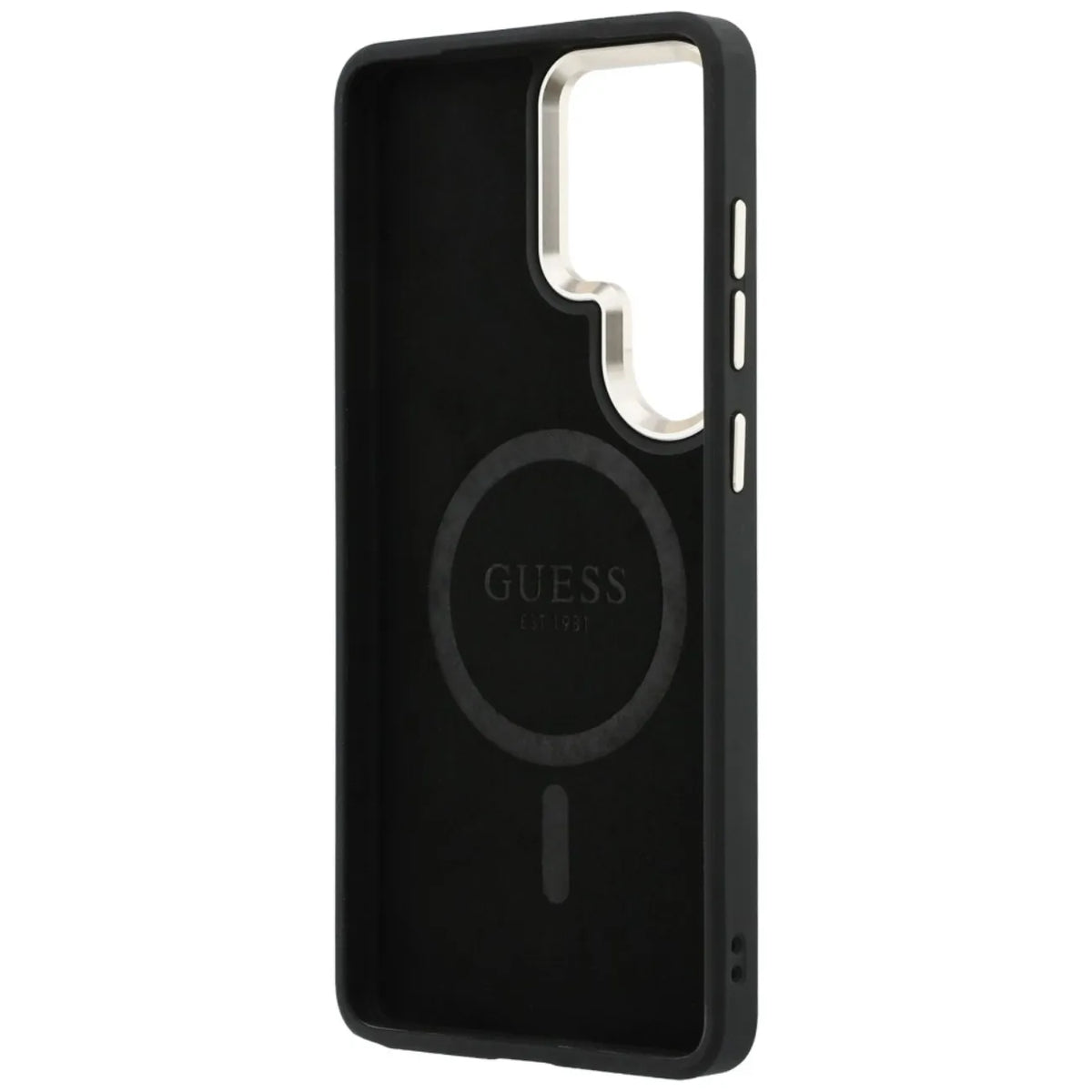 Guess 4G Embossed Ring MagSafe – Samsung Galaxy S26 Ultra dėklas (rudos spalvos)