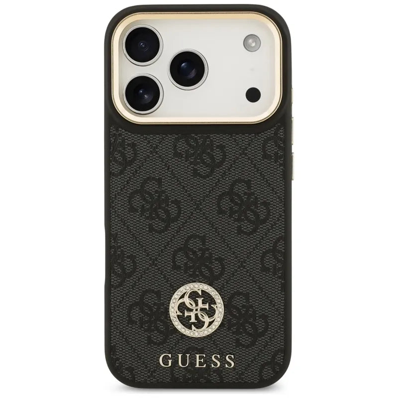 Guess 4G Strass Logo MagSafe - Dėklas iPhone 17 Pro (juodas)