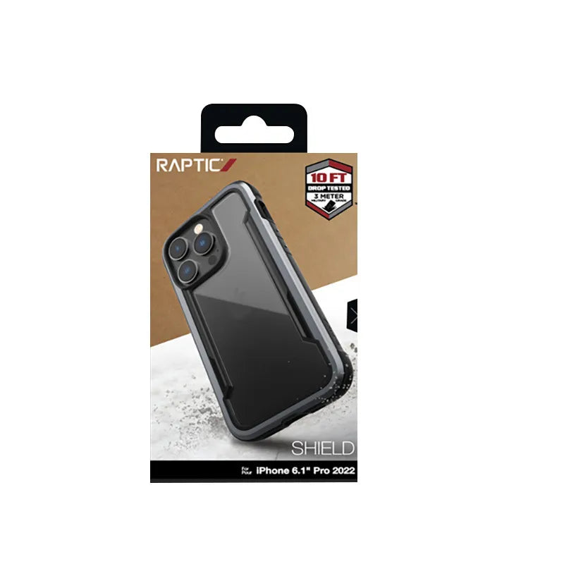 X-Doria Raptic Shield – aliuminis dėklas, skirtas iPhone 14 Pro (atlaiko kritimą iš 3 m aukščio) (juodas)