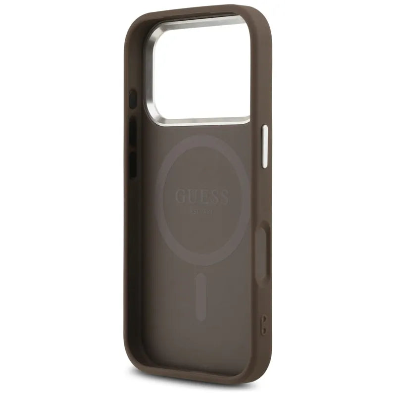 „Guess 4G Triangle Logo MagSafe“ dėklas „iPhone 17 Pro“ (rudas)
