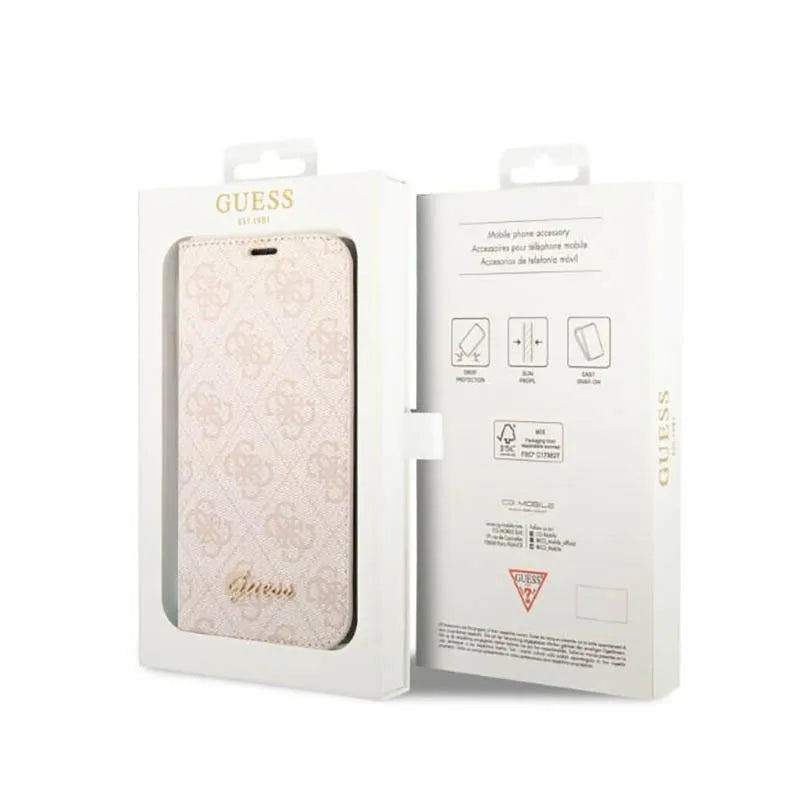 Guess 4G Metal Camera Outline Booktype dėklas – dėklas skirtas iPhone 14 Pro Max (rožinis)