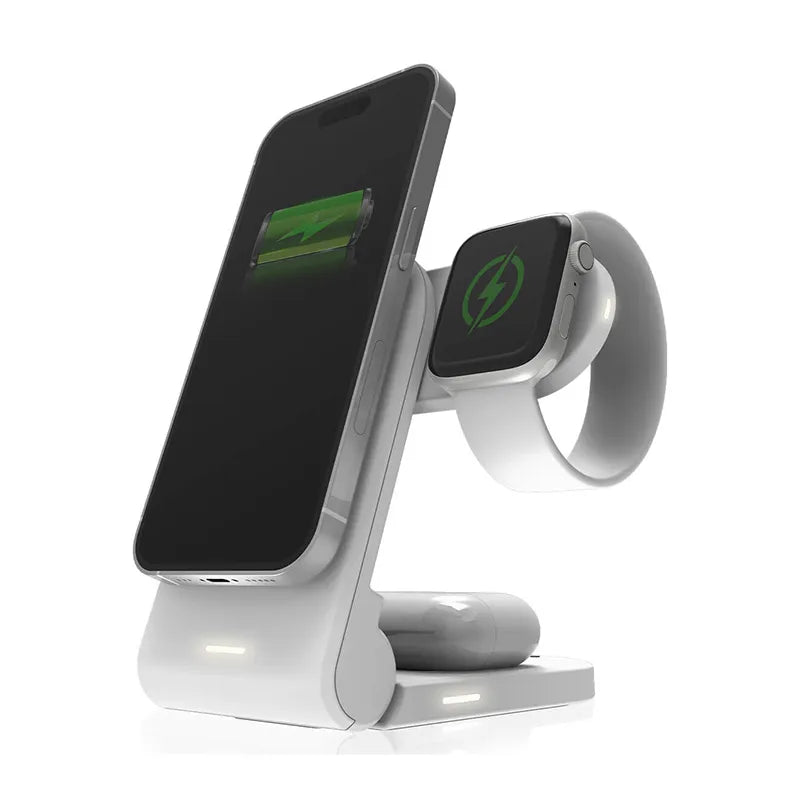 STM ChargeTree MAG – „3-viename“ mobilusis belaidis įkroviklis su „MagSafe“ (baltas)