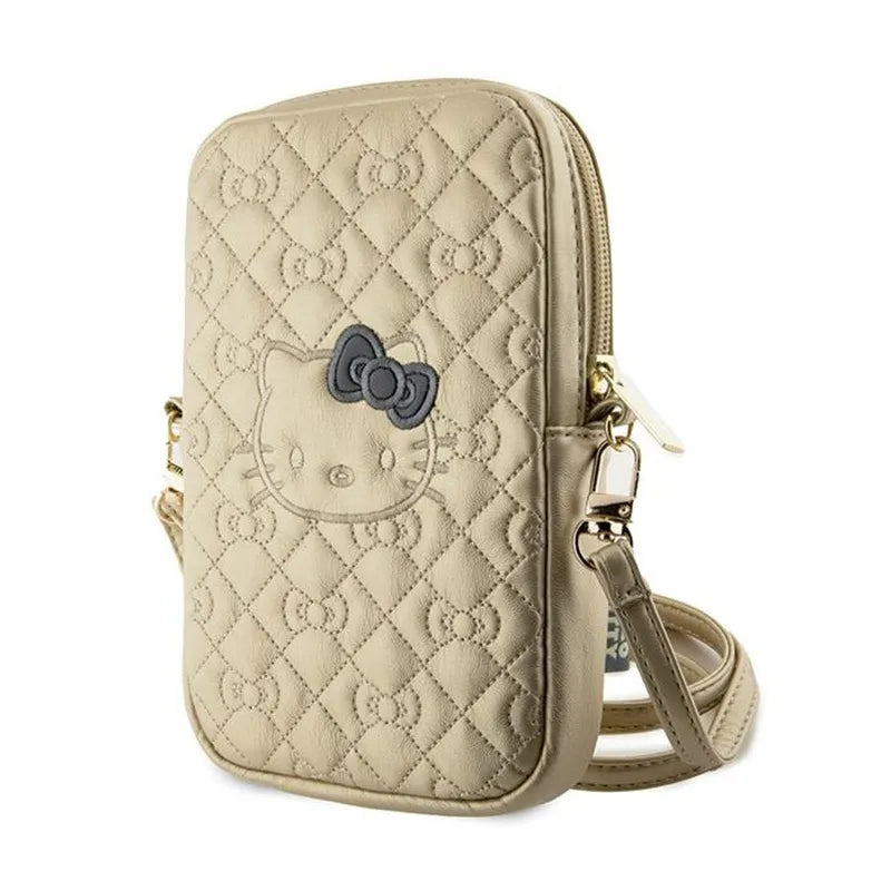 Hello Kitty Quilted Bows Strap – krepšys telefonui per petį (auksinis)