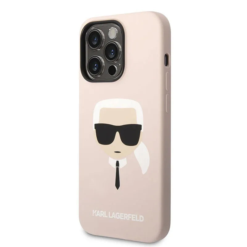 Karl Lagerfeld Silicone Ikonik Karl's Head MagSafe – dėklas iPhone 14 Pro Max (rožinis)