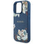 Guess Grained Printed Flower Pattern MagSafe – dėklas iPhone 16 Pro (mėlynas)